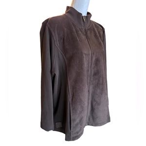 Lauren Ralph Lauren Brown Mixed Media Faux Suede Jacket - Size 2X